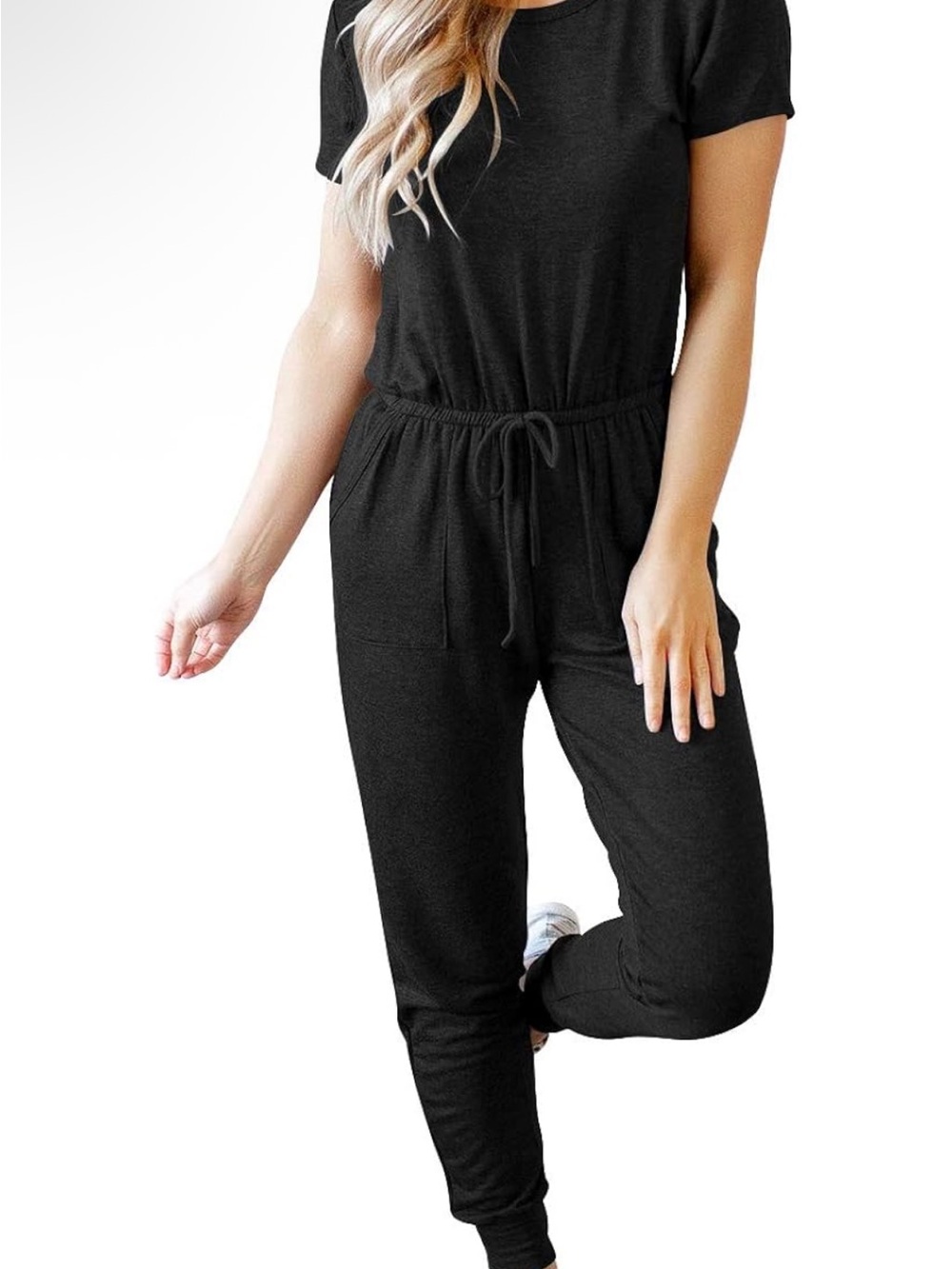 NWOT - ANRABESS Short-Sleeve Jumpsuit with Elastic Waist and pockets. - Picture 4 of 6